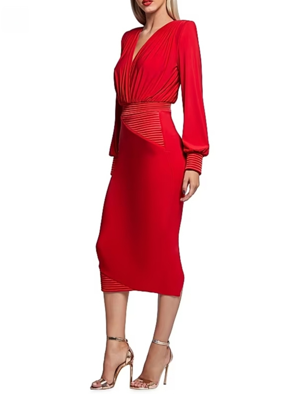 Zhivago Signature Lover Man Keyhole-Back Midi-Dress Cherry Color Size (4US)